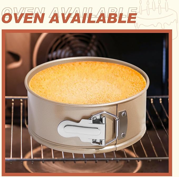 4 Pcs 6 Inch Non Stick Springform Pan with Removable Bottom Carbon Steel Round Springform Cheesecake Pan with Stainless Steel Spring Buckles for Baking Kitchens Restaurant(Champagne Gold)