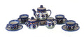 Blue Rose Polish Pottery - Brown Aztec Flower Miniature Tea Set - 1 Set - Polish Pottery Collectible Tea Set with Teapot & Cups, Decorative Gift