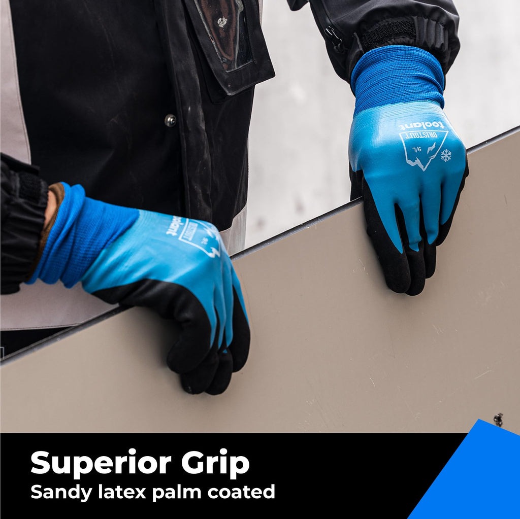 OriStout Waterproof Winter Work Gloves for Men and Women, 2 Pairs, Blue, M