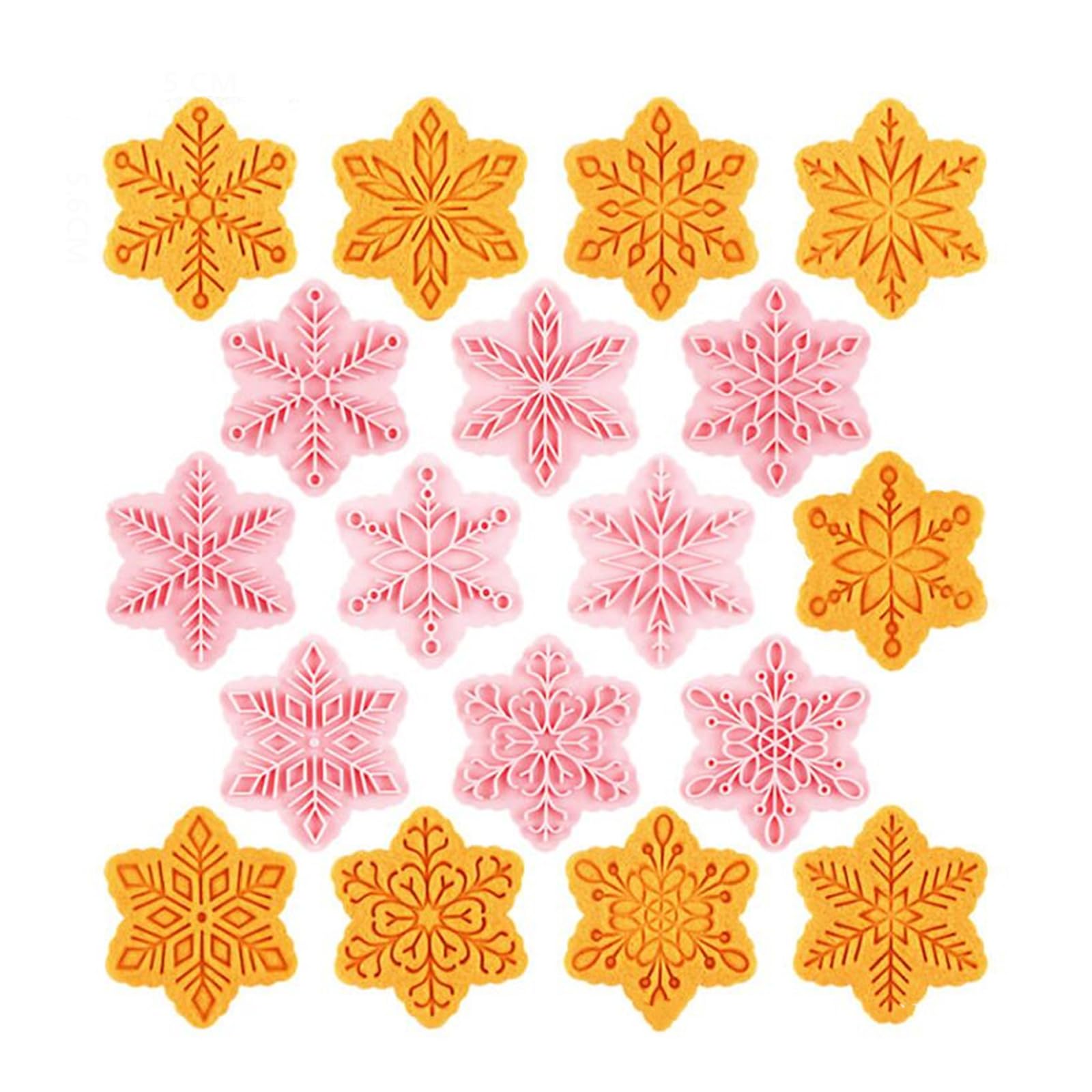 9pcs Christmas Cookie Cutter Set Snowflake Cookie Cutters with Plunger Stamps Biscuit Mold 3D Snowflake Cookie Molds Cake Baking Fondant Cutter Christmas Party DIY Cookie Decorating Supplies (A)