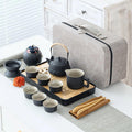ICHAG Chinese Tea Set, Japanese Tea Sets for Adults, 15-Piece Porcelain Gongfu Tea Set with Tea Pet & Tea Tray, Traditional Handle Teapot, Travel Tea Party Set, for Home/Office/Outdoor/Gifts