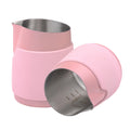 Normcore Handleless Milk Frothing Jug, Milk Pitcher 15.2 oz, Milk Frother Steamer Cup Stainless Steel Espresso Cup, Round Spout, Pink, 450 ml