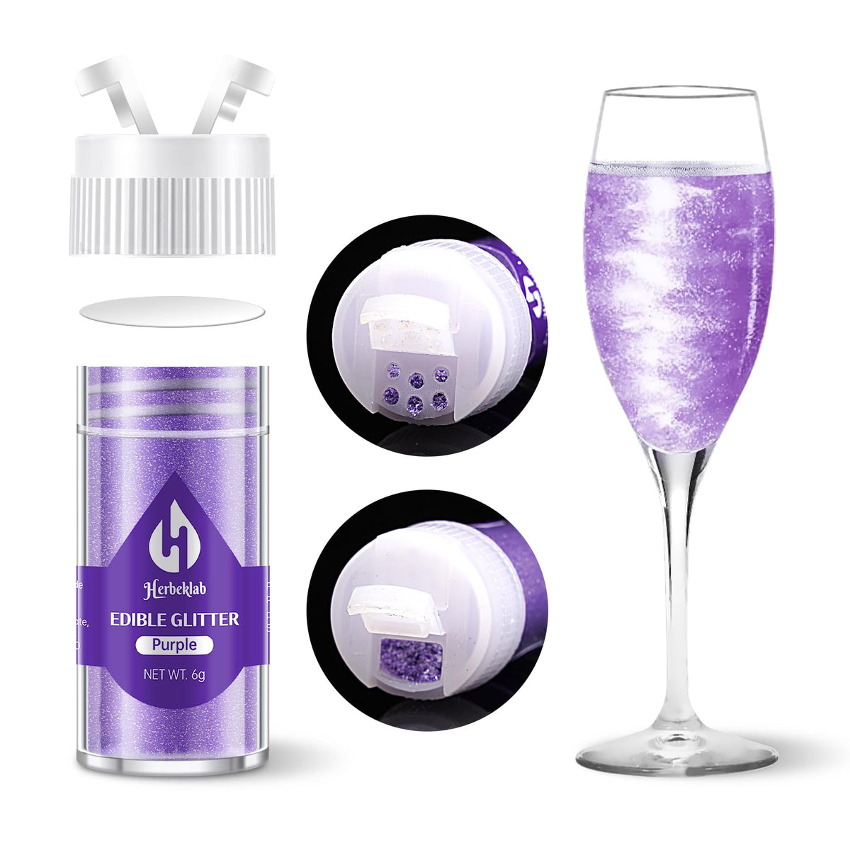 Blue Edible Glitter – 6g Luster Dust Drink Glitter, Food Grade Shimmer Powder for Cocktails, Cakes, Beverages, Chocolate & Candy
