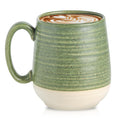 HASENSE 20 oz Coffee Mug, Large Green and Beige Stoneware Cup, Oversized Ceramic Tea Mug with Ergonomic Handle, Microwave and Dishwasher Safe, Perfect for Coffee, Tea, Soup, Hot Cocoa