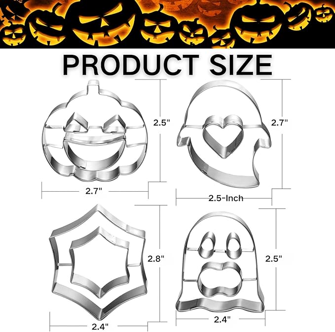 Halloween Cookie Cutter Set-4 Piece-2.5 Inch-Diswasher Safe-Mini Halloween Cookie Cutter Shape for Baking