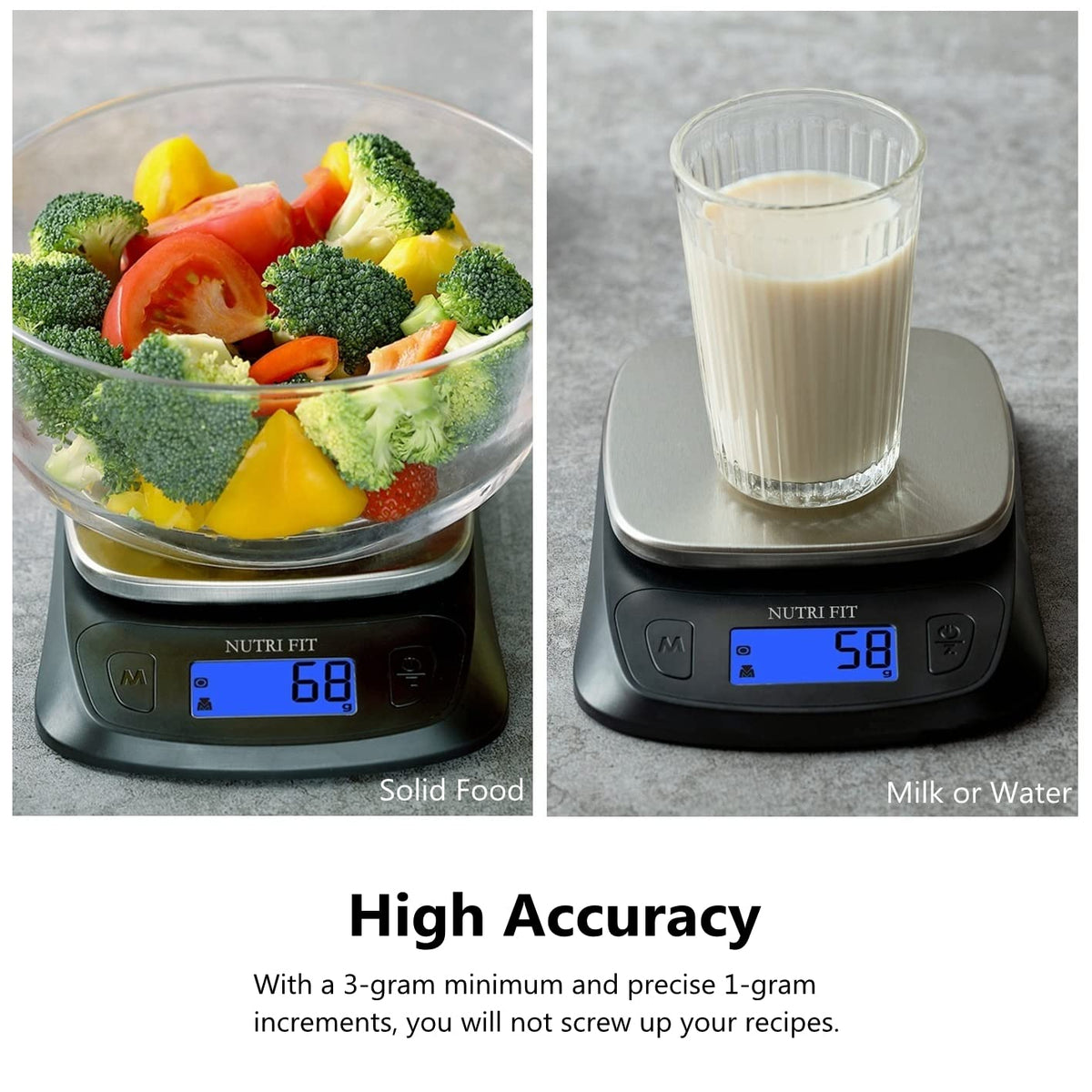 NUTRI FIT Kitchen Scales Digital Food Scale Cooking in Grams & Ounces Black