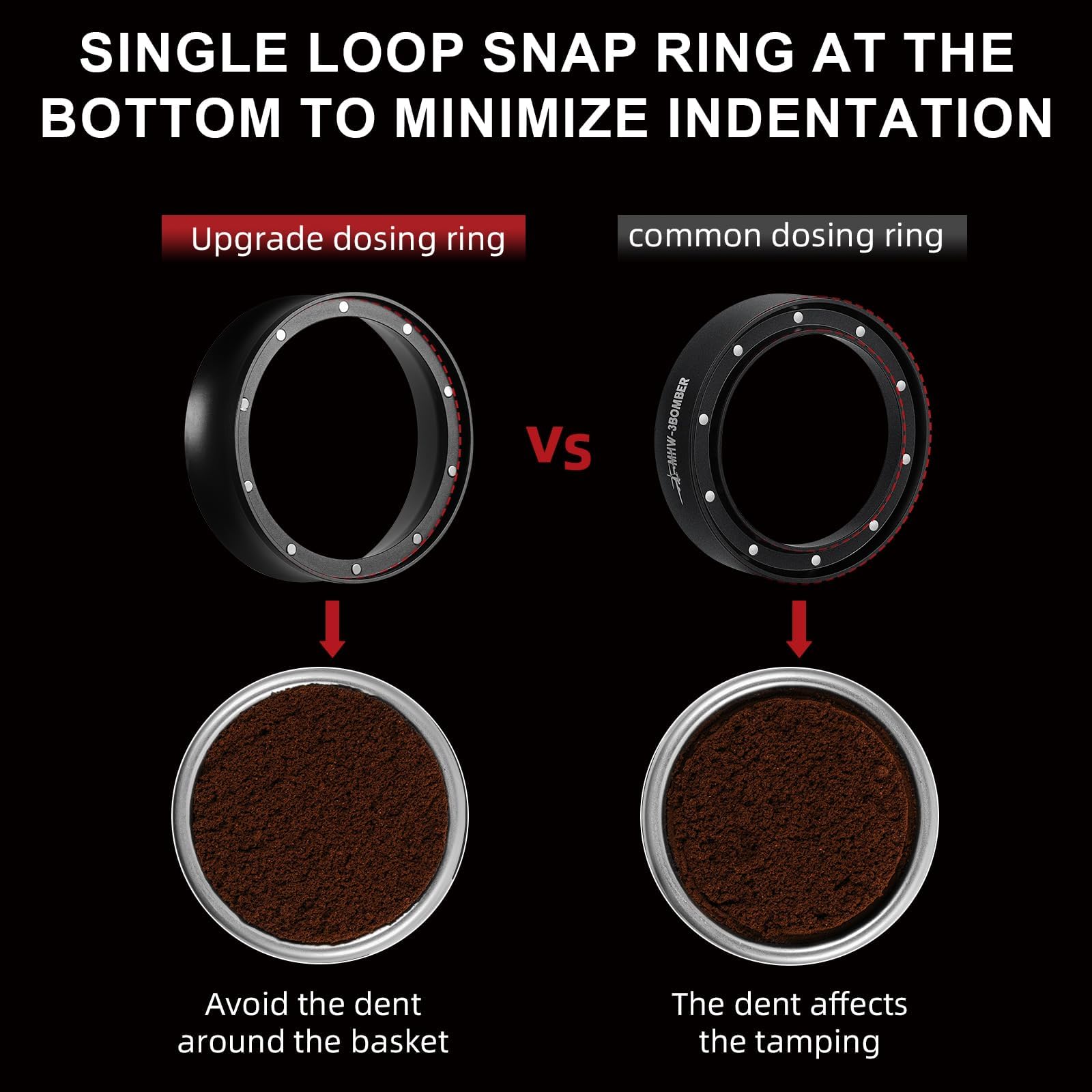 MHW-3BOMBER 51mm Espresso Dosing Funnel Compatible with 51mm Delonghi Decica Portafilter Magnetic Coffee Dosing Ring Portafilter Funnel Barista Tools DR5548B-OS
