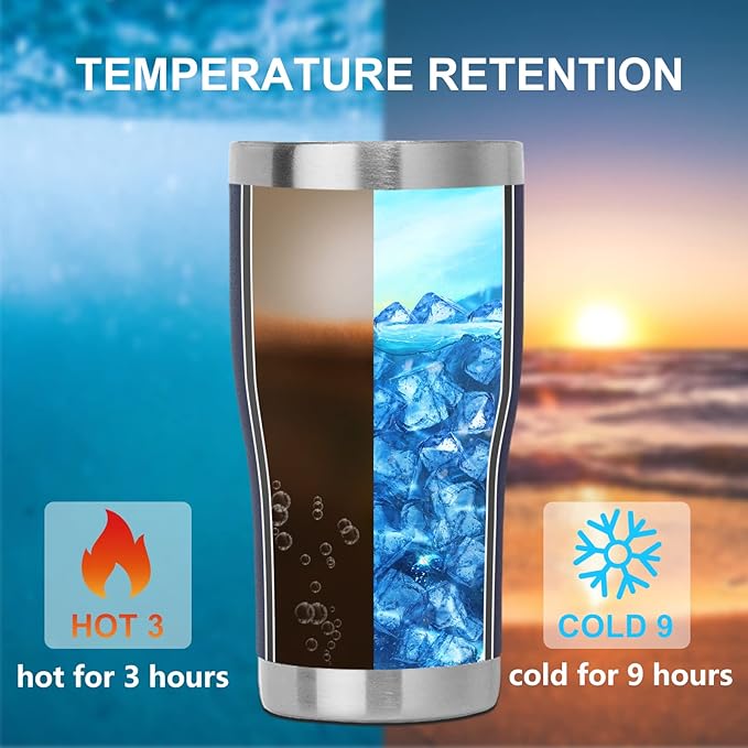 DOMICARE 20oz Tumbler with Lid Stainless Steel Tumblers Bulk, Double Wall Vacuum Insulated Coffee Travel Mug Powder Coated Tumbler, Navy