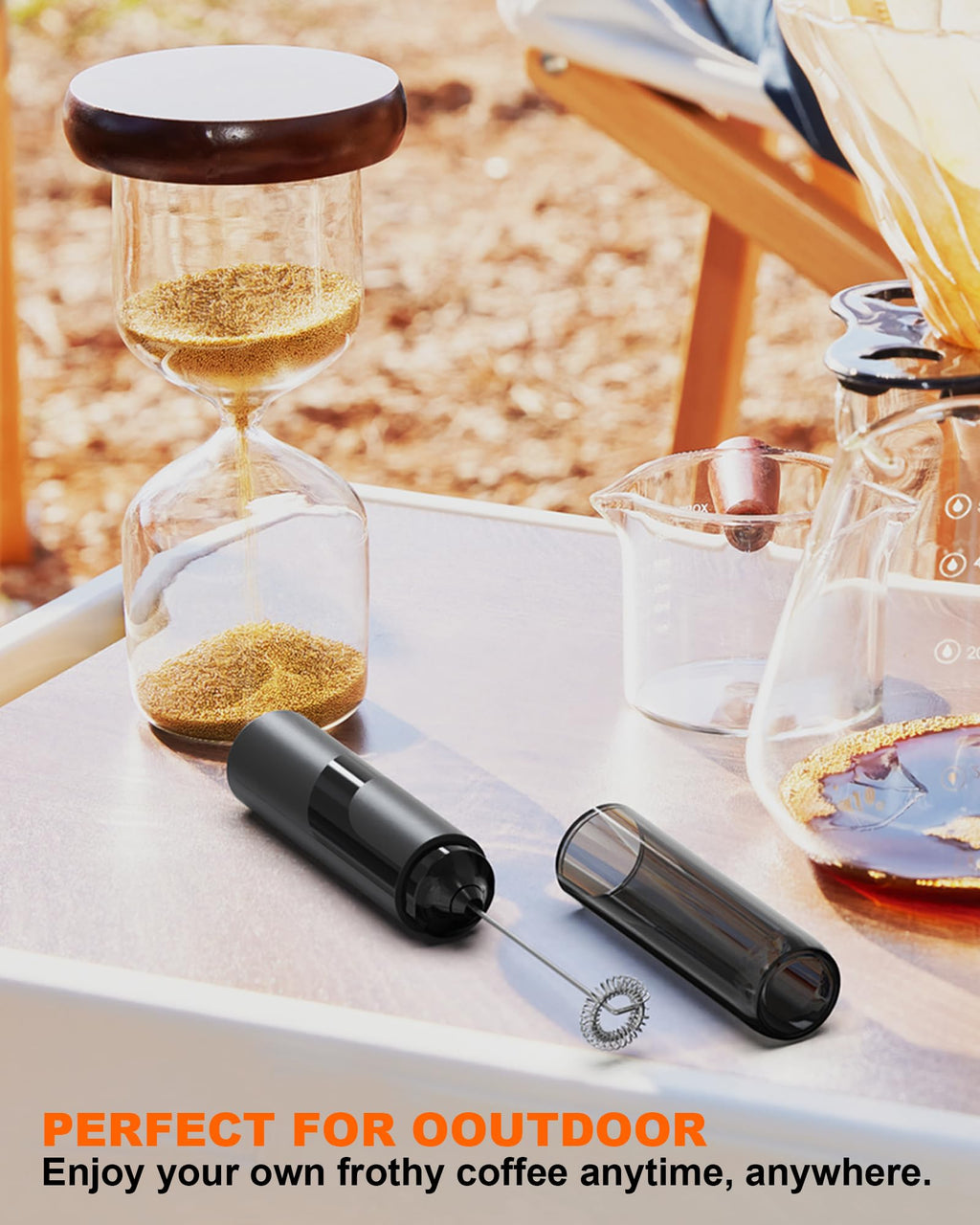 Soenglyun Electric Milk Frother Handheld Foam Maker, Black