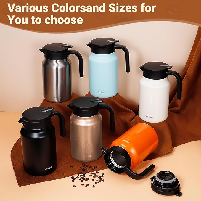 51Oz Thermal Coffee Carafes For Keeping Hot/Cold, Stainless Steel Coffee Carafe, Dustproof Insulated Water Carafe for Party/Home,Orange