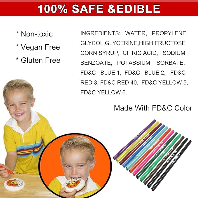 Edibleink Edible Markers - 11Pcs Ultra Fine 0.5mm Food Coloring Pens
