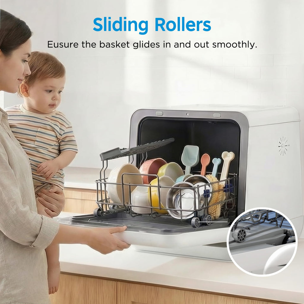 Midea Countertop Dishwasher with 1.32Gal Tank, Baby Care, 5+1 Programs