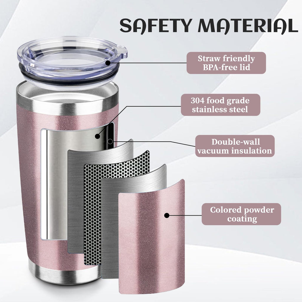 StarSpeed 8 Pack 20oz Stainless Steel Travel Coffee Tumbler,Rose Gold