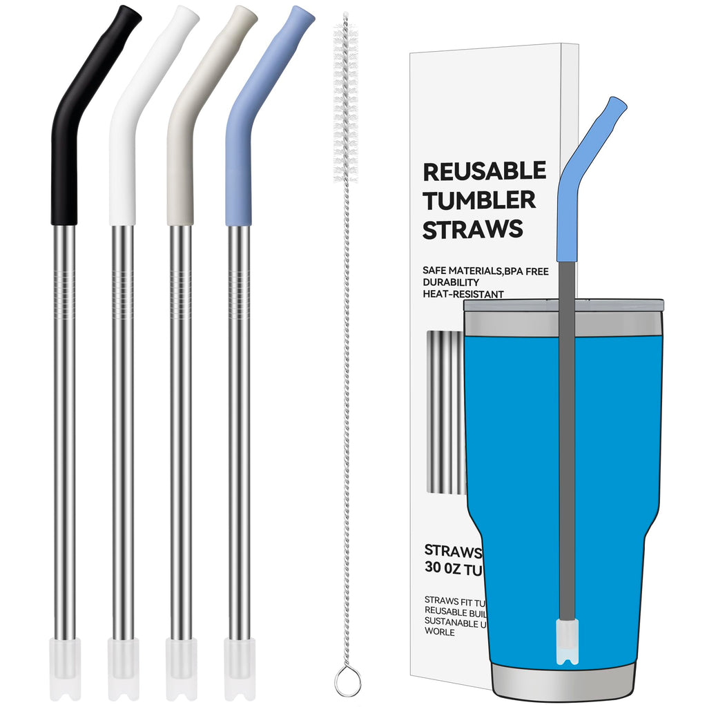 30 oz Straight Metal Straws with Silicone Tip for 30 oz Tumbler