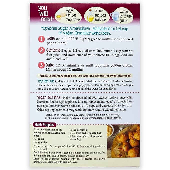 Namaste Foods, Gluten Free No Sugar Added Muffin Mix, 14-Ounce Bags (Pack of 6)