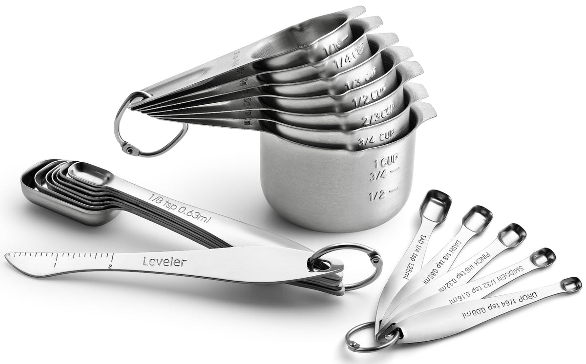 Spring Chef Stainless Steel Measuring Cups and Spoons Set of 20 w/Leveler