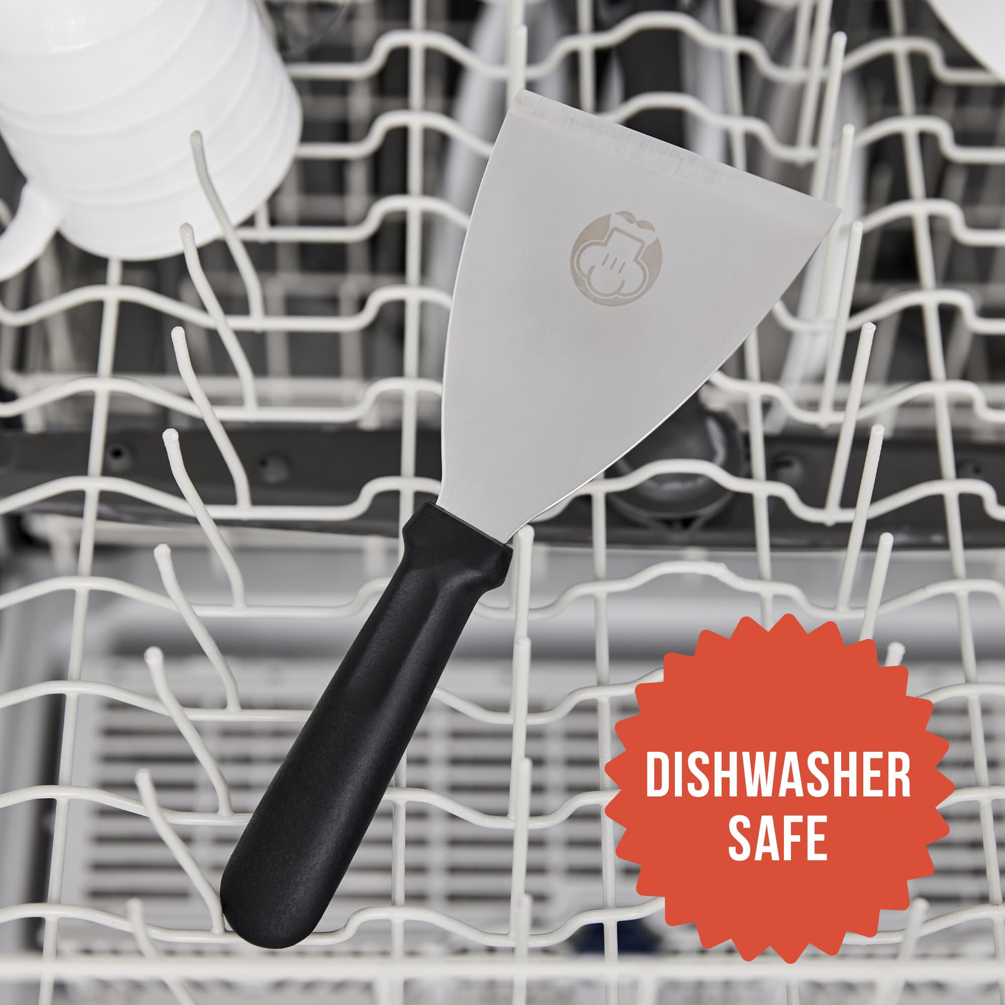 Chef Pomodoro Stainless Steel Bench Scraper, Pizza Dough Cutter, 4 inch