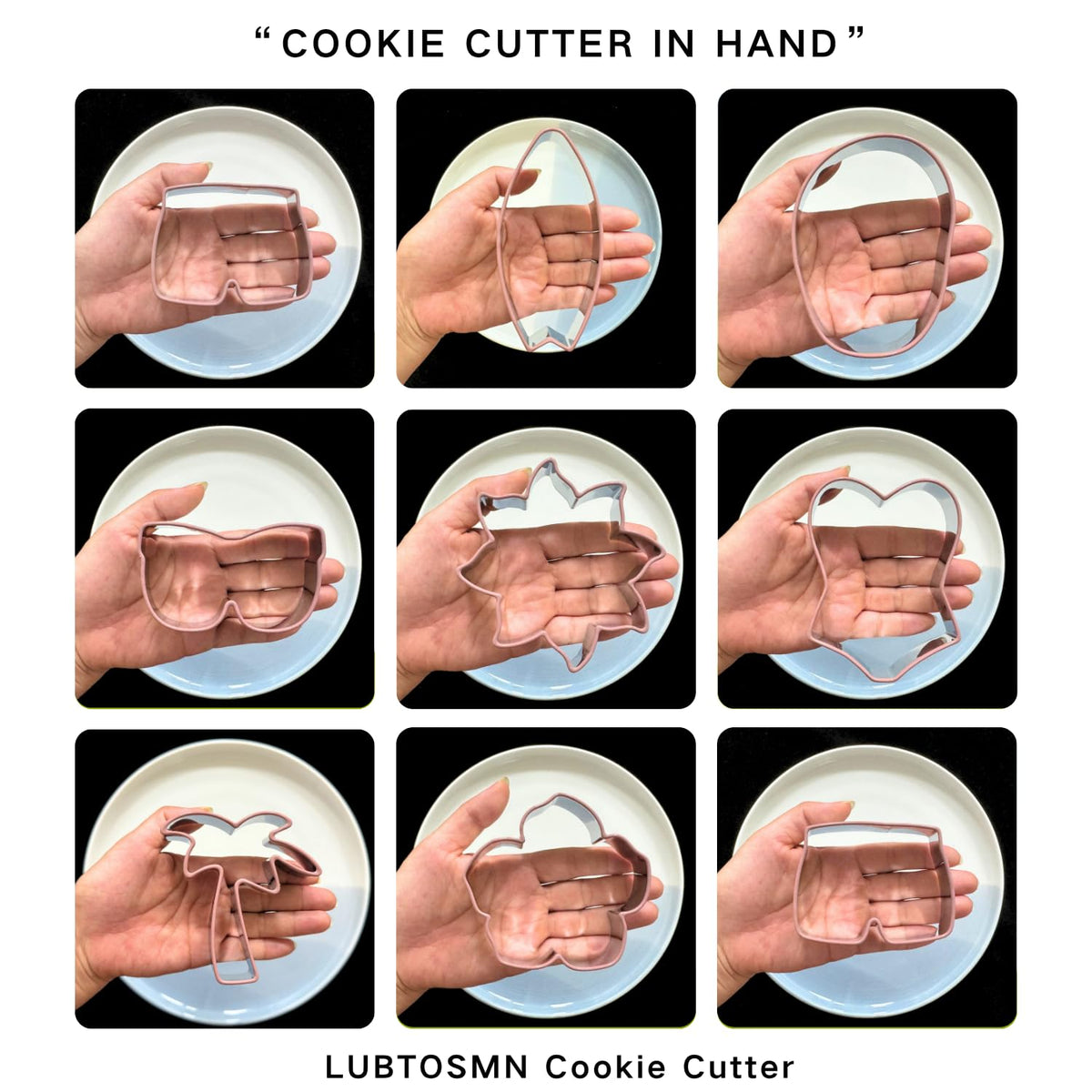 LUBTOSMN 9 Piece Summer Cookie Cutters Set, Silicone Rim Baking Set