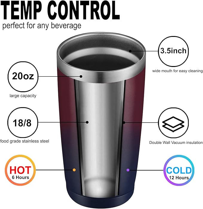 COMOOO 20oz Stainless Steel Tumbler Bulk with Lid and Straw Insulated Coffee Tumbler Cup Double Wall Vacuum Travel Mug for Cold Drinks and Hot Beverage (Mystery Moon,12 Pack)
