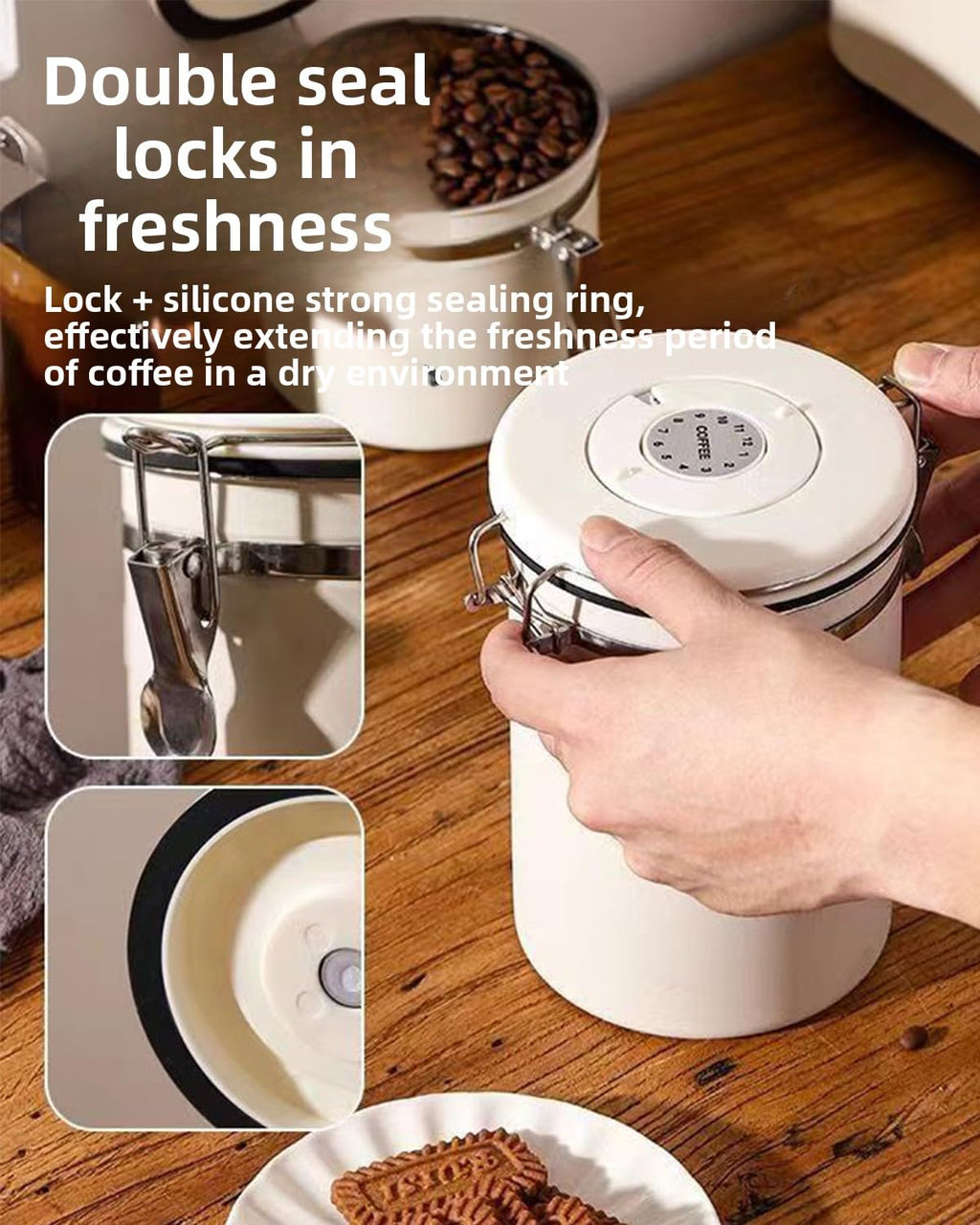 Etmdoeve Coffee Canister, Stainless Steel Coffee Bean Storage Container