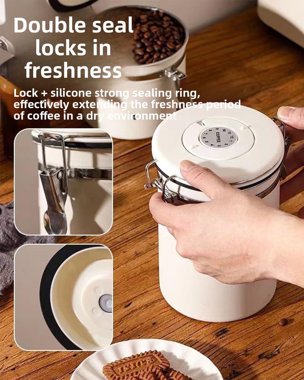 Etmdoeve Coffee Canister, Stainless Steel Coffee Bean Storage Container