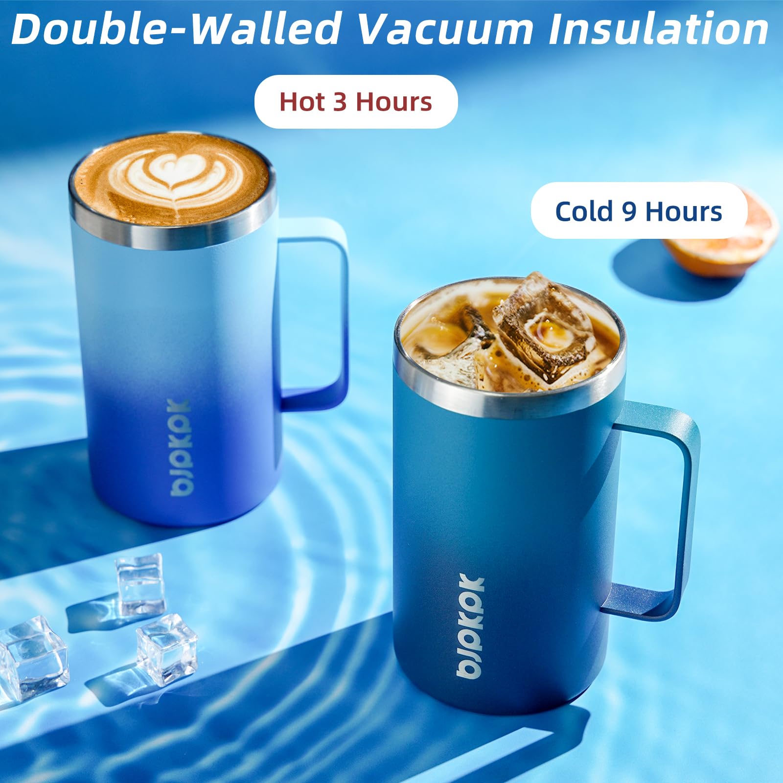 BJPKPK 25oz Insulated Coffee Mug with Handle, Stainless Steel Travel Mug