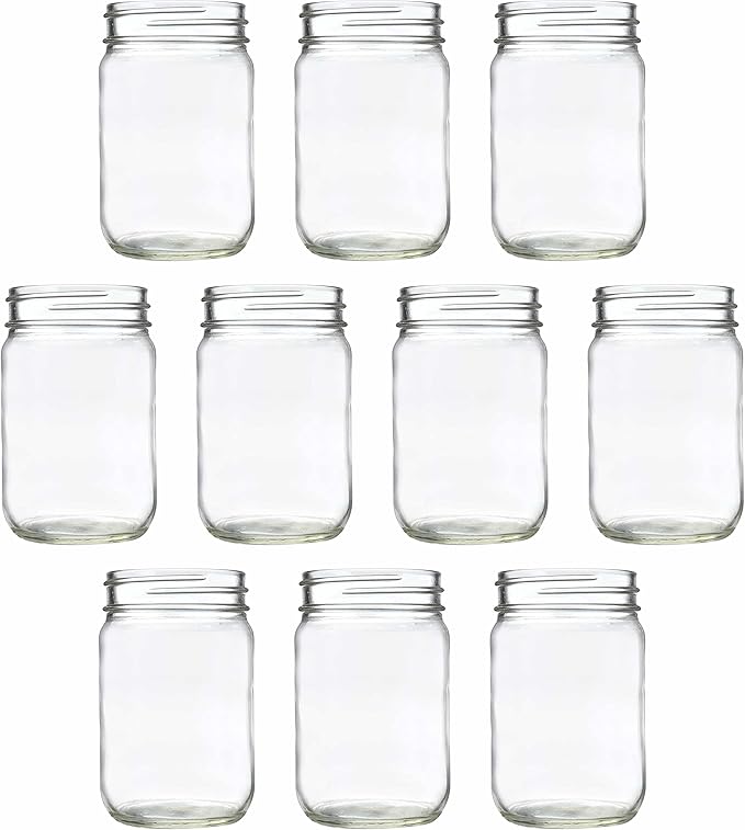 DISCOUNT PROMOS Decorating Mason Jars 12 oz. Set of 10, Bulk Pack - Glass Jars for Overnight Oats, Candies, Fruits, Pickles, Spices, Beverages - Clear