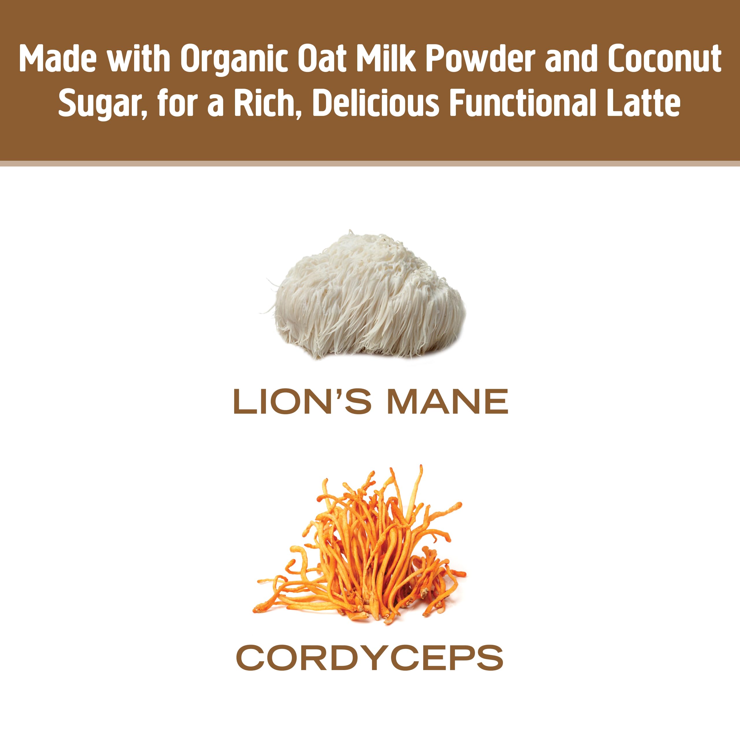 OM MUSHROOM SUPERFOOD Coffee Latte Blend – Functional Mushroom Powder with Lion’s Mane & Cordyceps – Energy, Focus & Mental Clarity Support – 8.47 oz Canister (30 Servings)