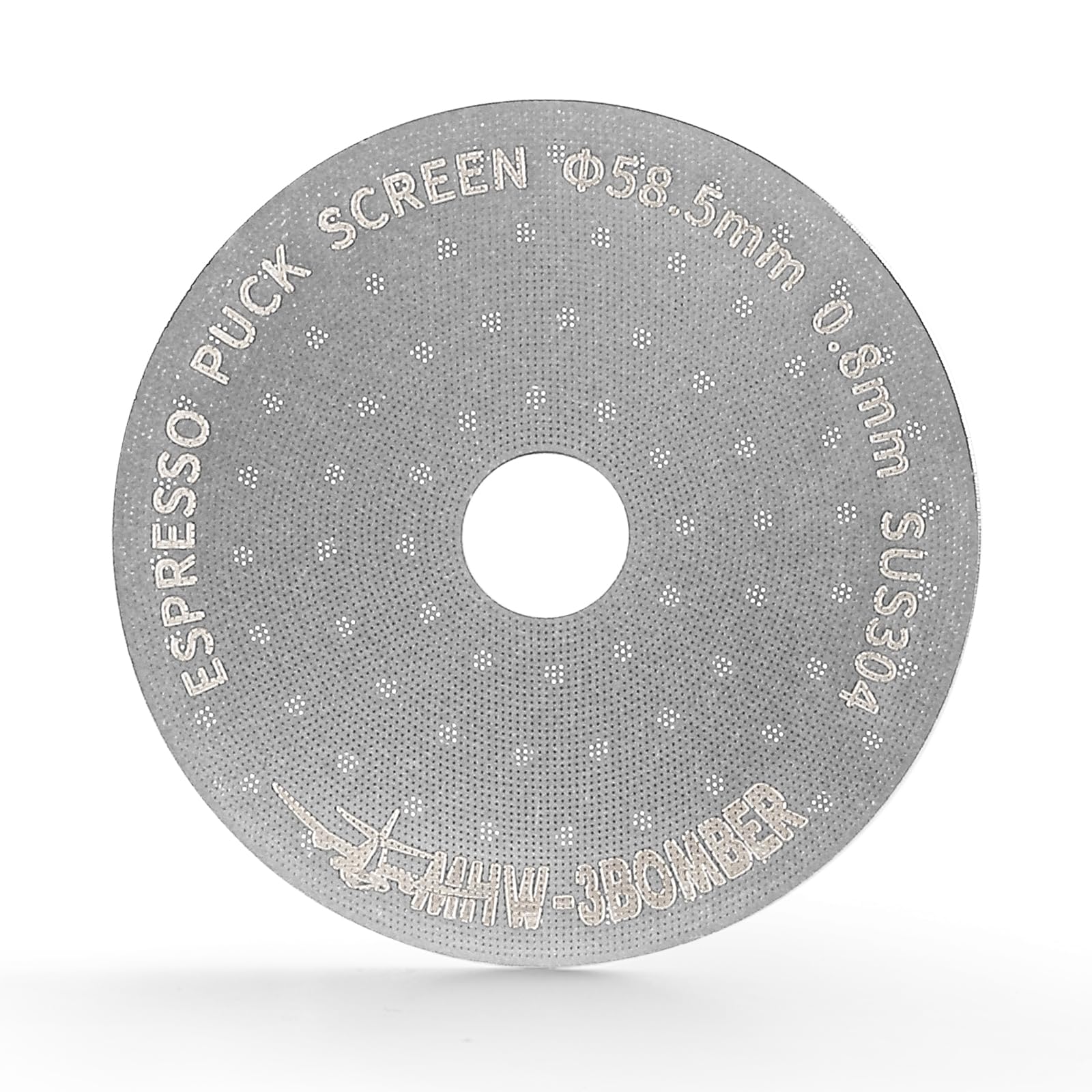 MHW-3BOMBER 58.5mm Espresso Puck Screen with Round Hole Metal Espresso Filter 0.8mm Thickness Coffee Filter for La Marzocco/Gaggia FG5586