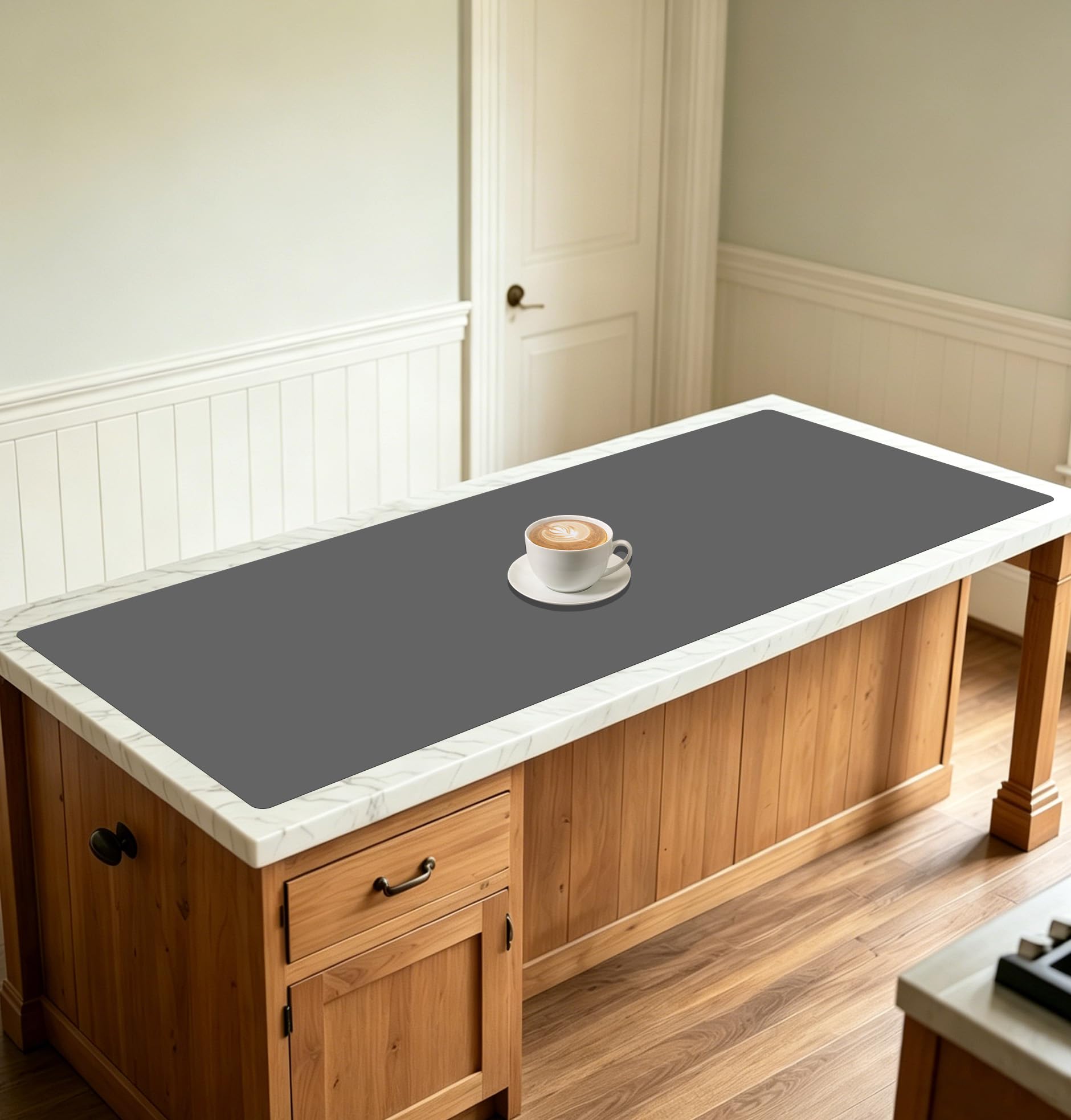 78.7" x 15.7" Large Silicone Mats for Kitchen Counter, Large Heat Resistant Countertop Protector Mat, Non-Slip Waterproof Craft Mat, Dark Gray
