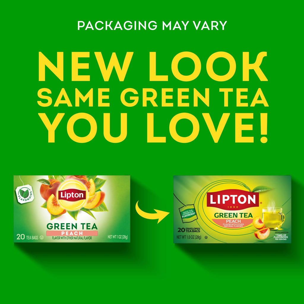 Lipton Peach Green Tea Bags, 20 Total Tea Bags