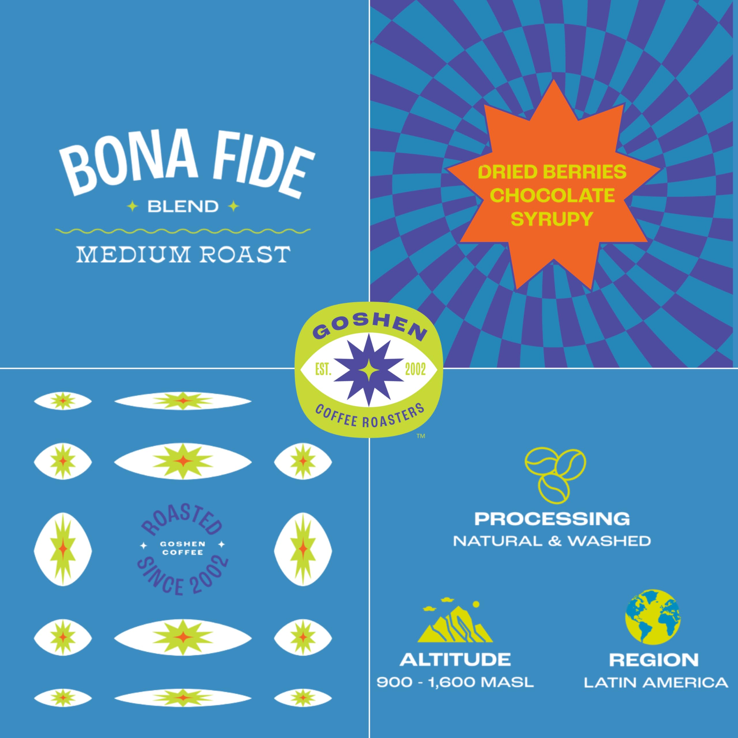 Goshen Coffee Roasters Bona Fide Blend, Medium Roast 12oz Whole Bean Coffee