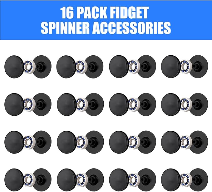 16 Pack Fidget Spinner Bearing and Cap Replacement Set, Chrome Steel Bearing Balls, High Speed 13mmx7mmx4mm Bearings Single Sealed Small Bearings for Fidget Spinner