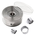 12 Pcs 304 Stainless Steel Biscuit Cutter Set - Round Cookie Cutters for Baking (1/2/3/4/5'') with Storage Box, Dough Pastry Cake Circle Cutting Ring Molds, Non-Rust, Dishwasher Safe & 1.5‘’ High