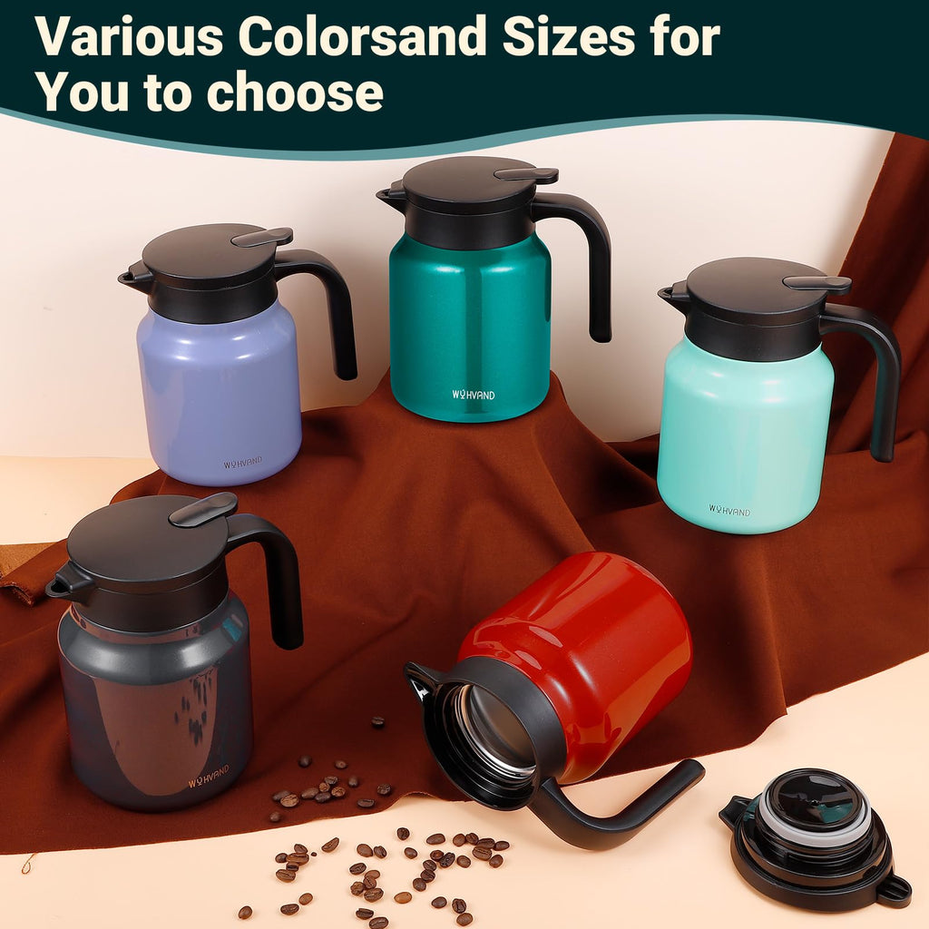 WYHVAND Insulated Coffee Carafe, 34 oz, Keeps Hot for 12H, Agave Teal