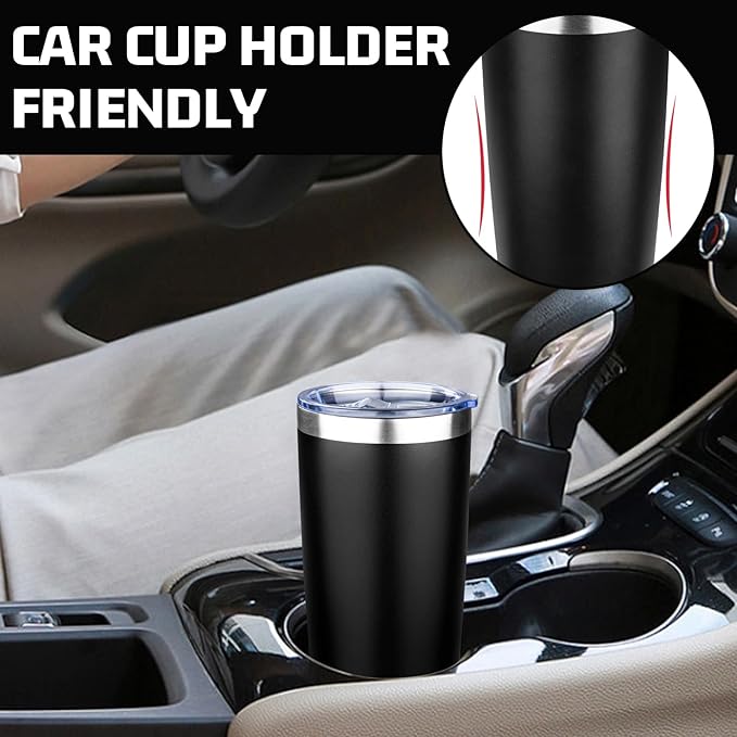 20oz Tumbler with Lid Double Wall Vacuum Insulated Travel Coffee Mug Stainless Steel Thermal Cup Powder Coated Sturdy Coffee Tumbler Bulk for Hot and Cold Beverages (Black-Glacier-Purple-White,4)