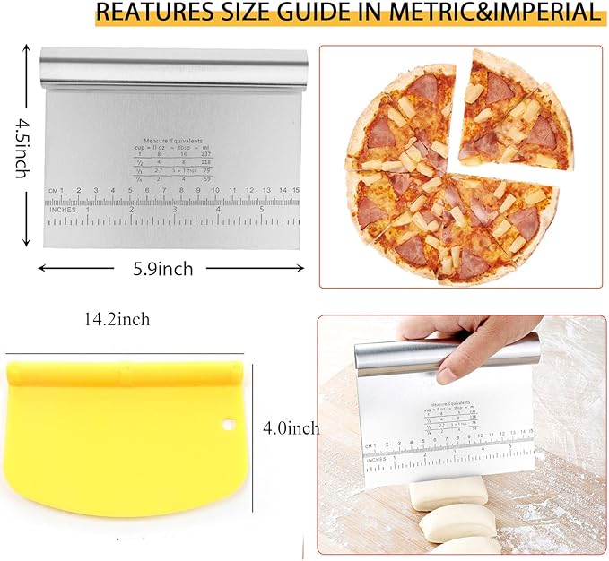 Adjustable Rolling Pin 20 Set and Silicone Baking Pastry Mat Set,Thickness Rings,Dough Roller & Steel Cutter& 6 Cookie Molds & 10 Cake Molds for Baking Dough Stainless Steel Dough Roller, Pizza, Pie