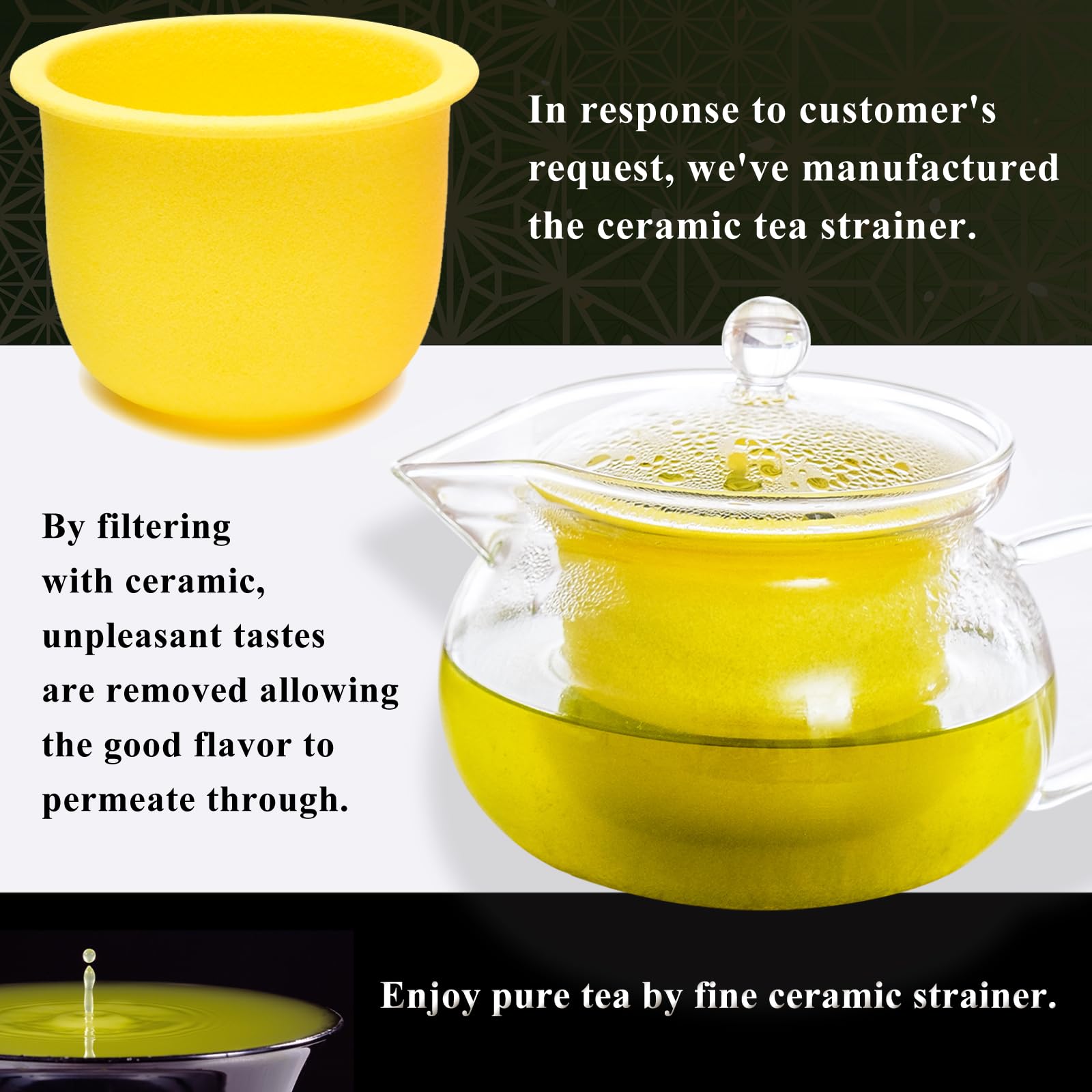 Wablade Heatproof Glass Teapot with Ceramic Infuser, 13.5 fl oz, Japan