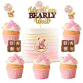 MEMOVAN Pink Bear Cupcake Toppers We Can Bearly Wait Cake Cupcake Topper