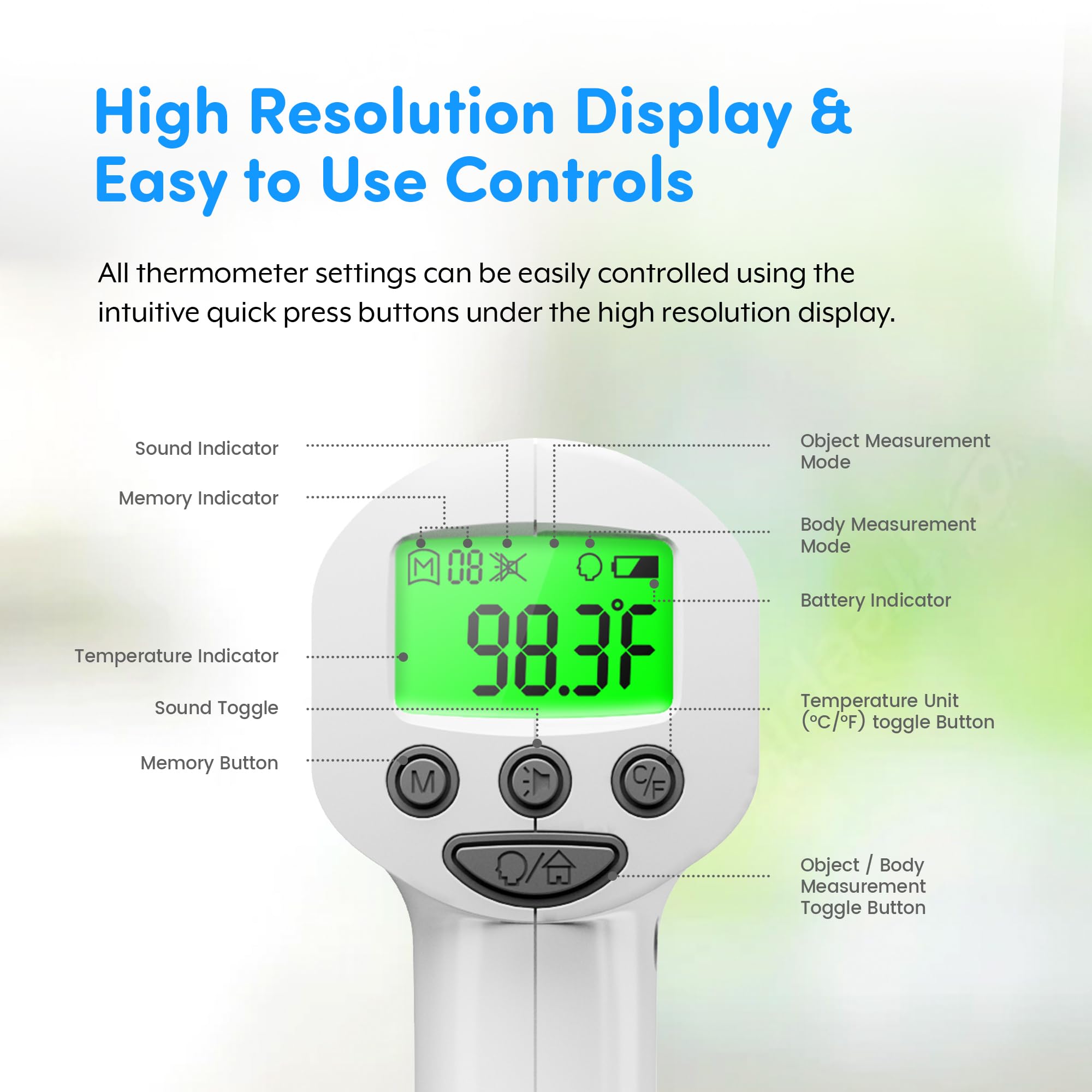 Medical Grade FSA-HSA Eligible Heavy Duty Touchless Infrared Forehead Thermometer, for Adults & Baby Digital Thermometer Gun, 1s Instant Results
