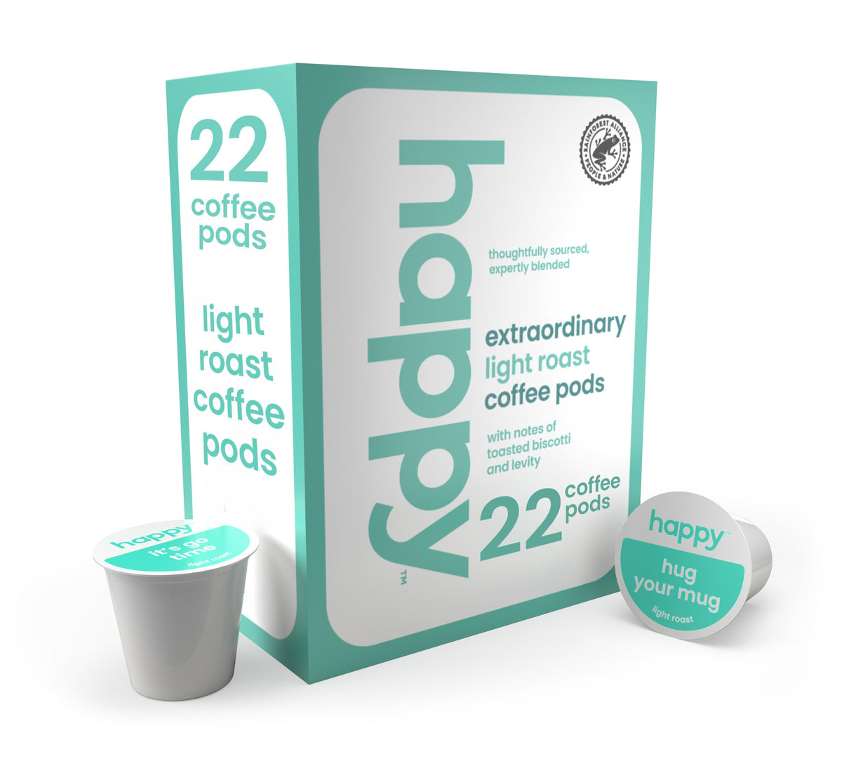 Happy Coffee Light Roast Coffee Pods, 22 Count