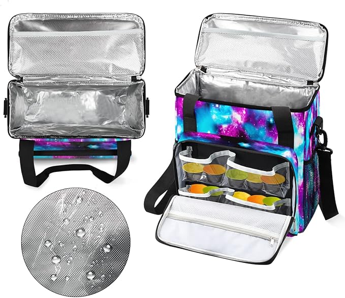 Funny Galaxy Coffee Maker Carring Bag Glitter Space Travel Storage Tote Bag Compatible with Keurig K-Mini or K-Mini Plus Portable Single Serve Coffee Brewer Case with Pockets for K-cup Pods