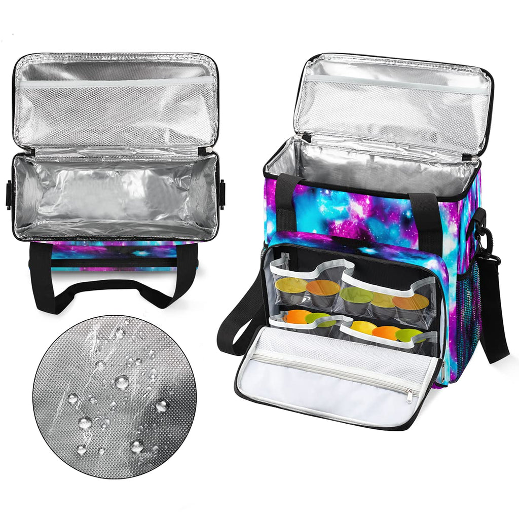 Funny Galaxy Coffee Maker Carring Bag Glitter Space Travel Storage Tote Bag Compatible with Keurig K-Mini or K-Mini Plus Portable Single Serve Coffee Brewer Case with Pockets for K-cup Pods