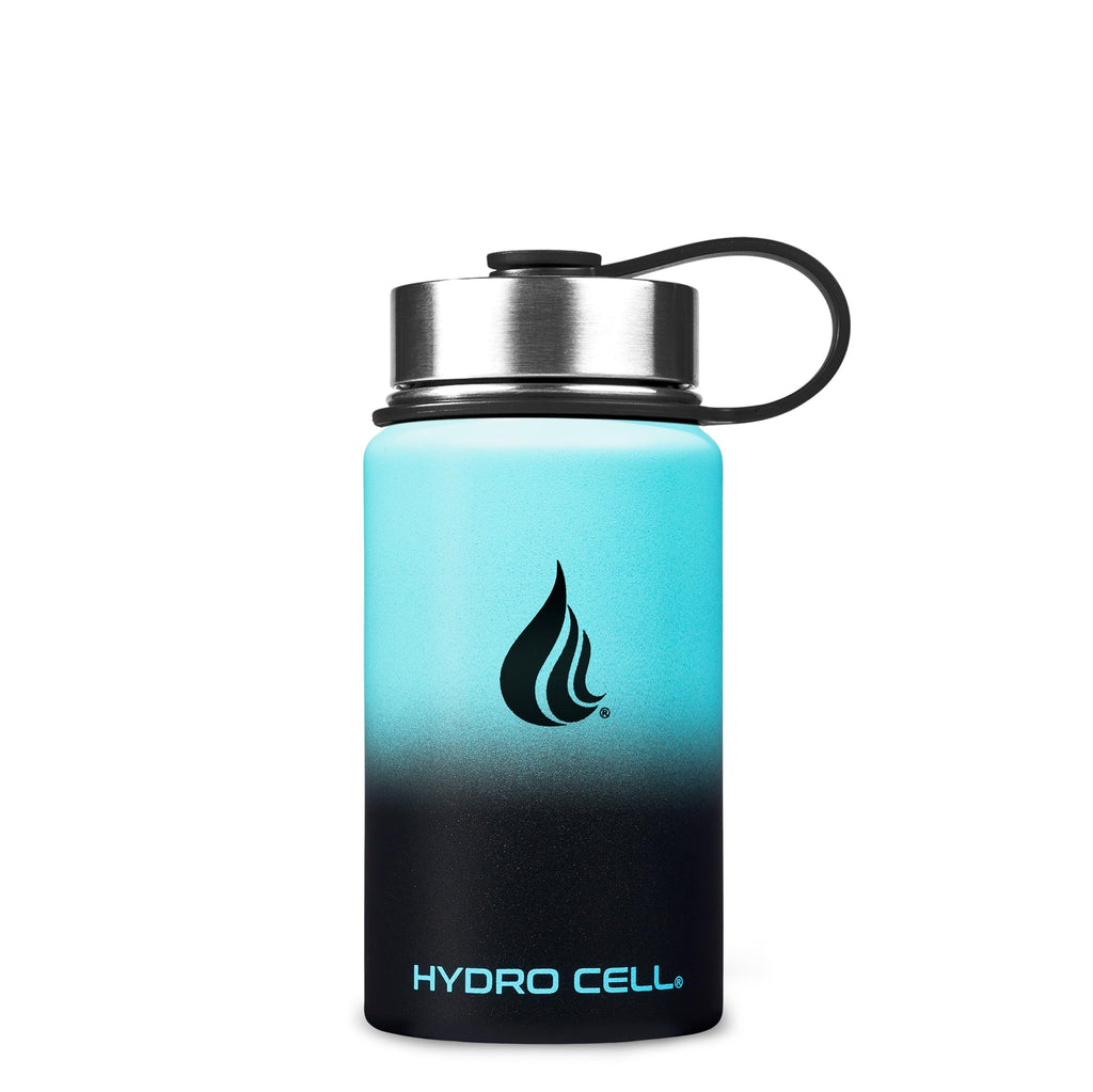 HYDRO CELL Stainless Steel Insulated Water Bottle with Straw - For Cold & Hot Drinks - Metal Vacuum Flask with Screw Cap and Modern Leakproof Sport Thermos for Adults (Teal/Black 14oz)