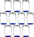 DISCOUNT PROMOS 10 Decorating Mason Jars Set, 12 oz. - Canning, Aluminum Lid - Blue