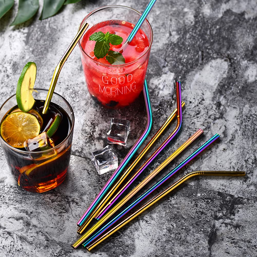 Tomorotec 24 PCS Straight & Bent Stainless Steel Straws for Tumblers, 10.5”