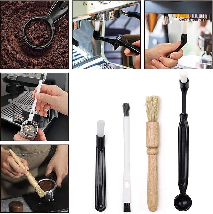 4 PCS Coffee Machine Brush Cleaner Nylon Espresso Grinders Dusting Professional Barista Multifunction Cleaning Tools Accessories