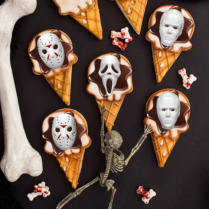 Halloween Silicone Molds for Chocolate,6 Cavities Halloween Large Scary Movie Characters Heads Chocolate Molds, Funny Horror 3D Halloween Chocolate Candy Molds for Soap Pudding Jelly Making
