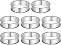 HARFINGTON 8pcs Crumpet Rings 3.15" Nonstick Round Cake Ring Stainless Steel Double Rolled English Pastry Rings for Kitchen Baking Crumpet Dessert, Silver