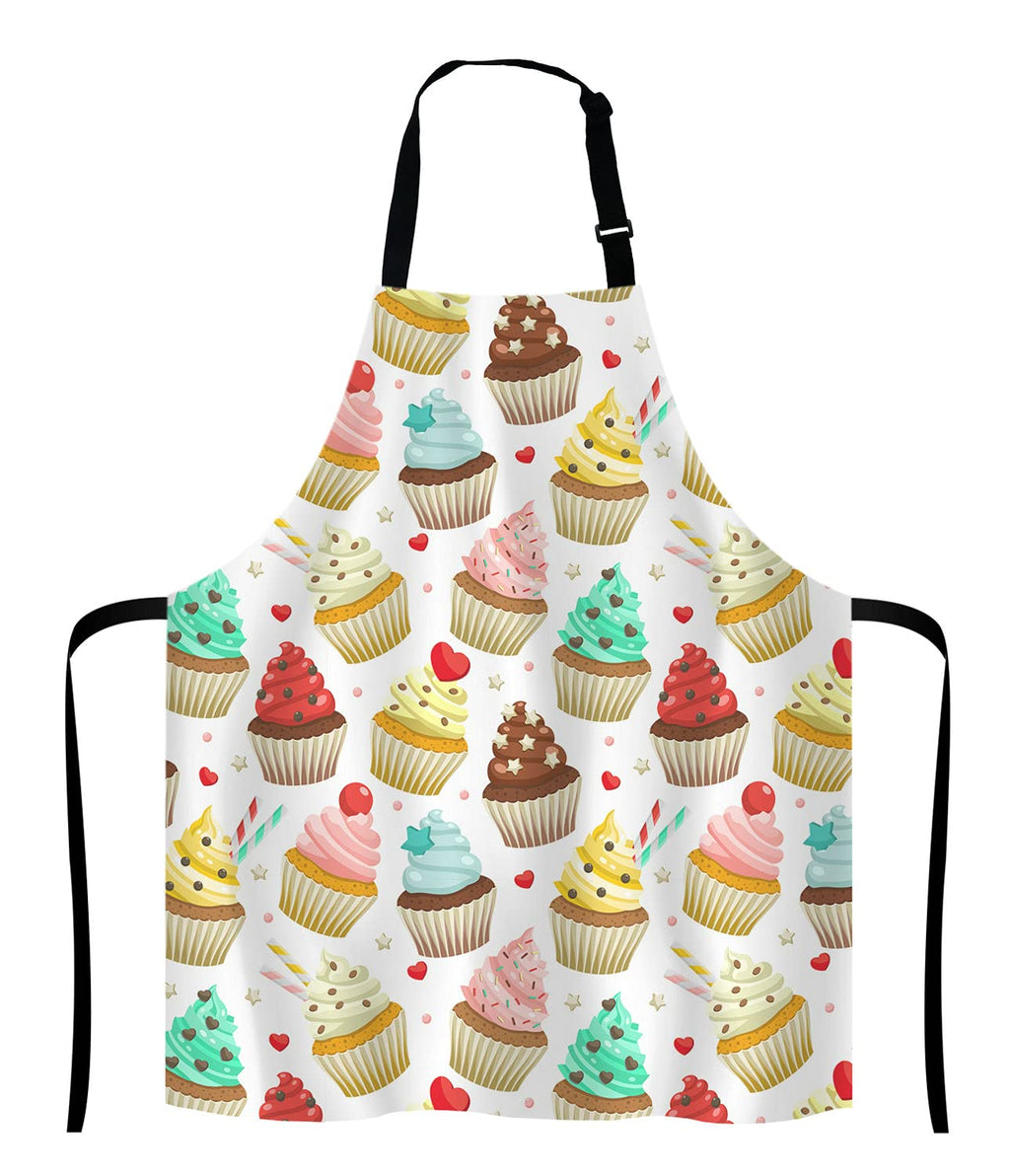 Lefolen Yummy Colored Cupcakes Adjustable Bib Apron, Cute Cupcake Pattern Apron, Sweet Dessert Cooking Kitchen Apron for Men Women